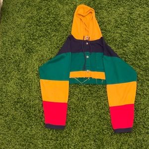 Vintage cropped colorful rainbow sweater